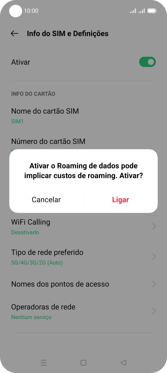 Se ativar a função, prima Ligar.