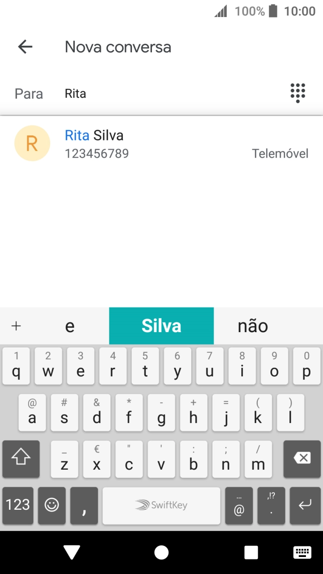 Prima o contacto pretendido.