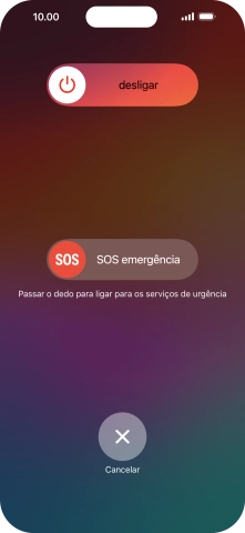 Prima o ícone para desligar e arraste-o para a direita.