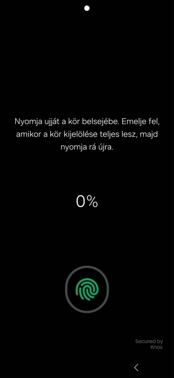Kövesd a kijelzőn megjelenő utasításokat képernyőzár létrehozásához ujjlenyomattal.