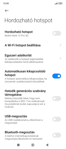 Válaszd a A Wi-Fi hotspot beállítása lehetőséget.