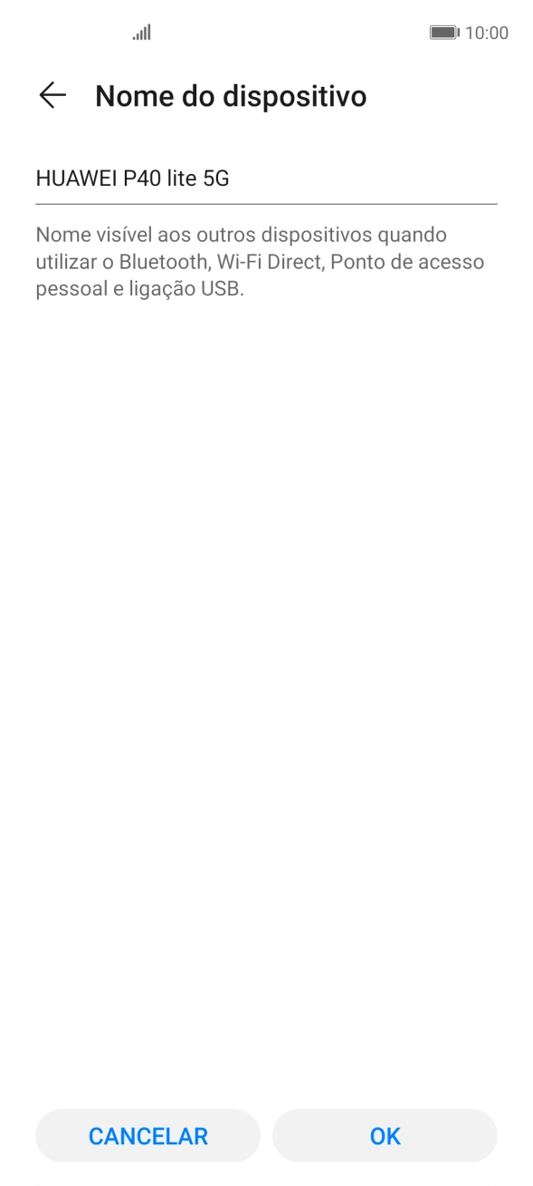 Introduza o nome pretendido do hotspot Wi-Fi e prima OK.