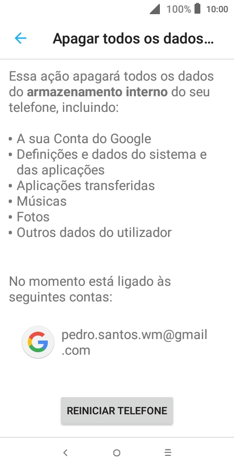 Prima REINICIAR TELEFONE.