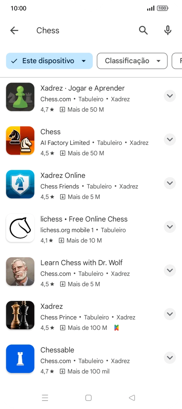 Prima a app pretendida.