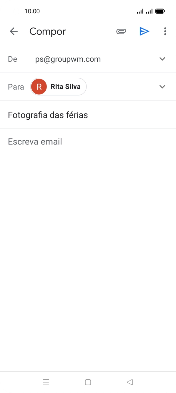 Prima o campo de escrita e escreva o texto do e-mail.