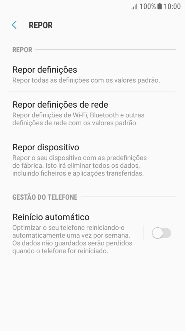 Prima Repor dispositivo.