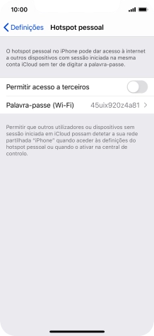 Prima Palavra-passe (Wi-Fi) e introduza a password pretendida.
