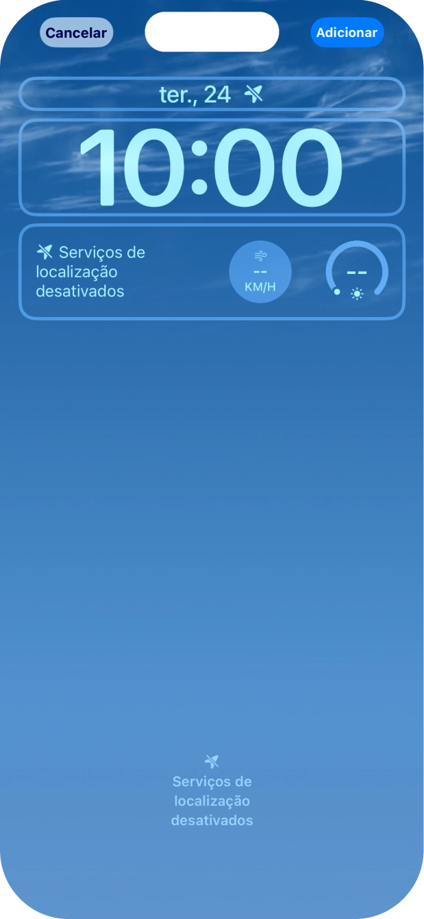 Se pretender personalizar a visualização da data no ecrã de bloqueio, prima o widget de data e siga as indicações no ecrã para escolher a visualização pretendida para o widget.
