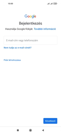 Amennyiben nincs Google-fiókod, válaszd a Fiók létrehozása lehetőséget, és kövesd a képernyőn megjelenő utasításokat egy új fiók létrehozásához.