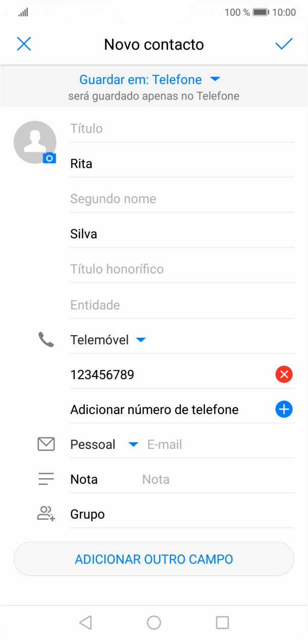 Prima o ícone para guardar.