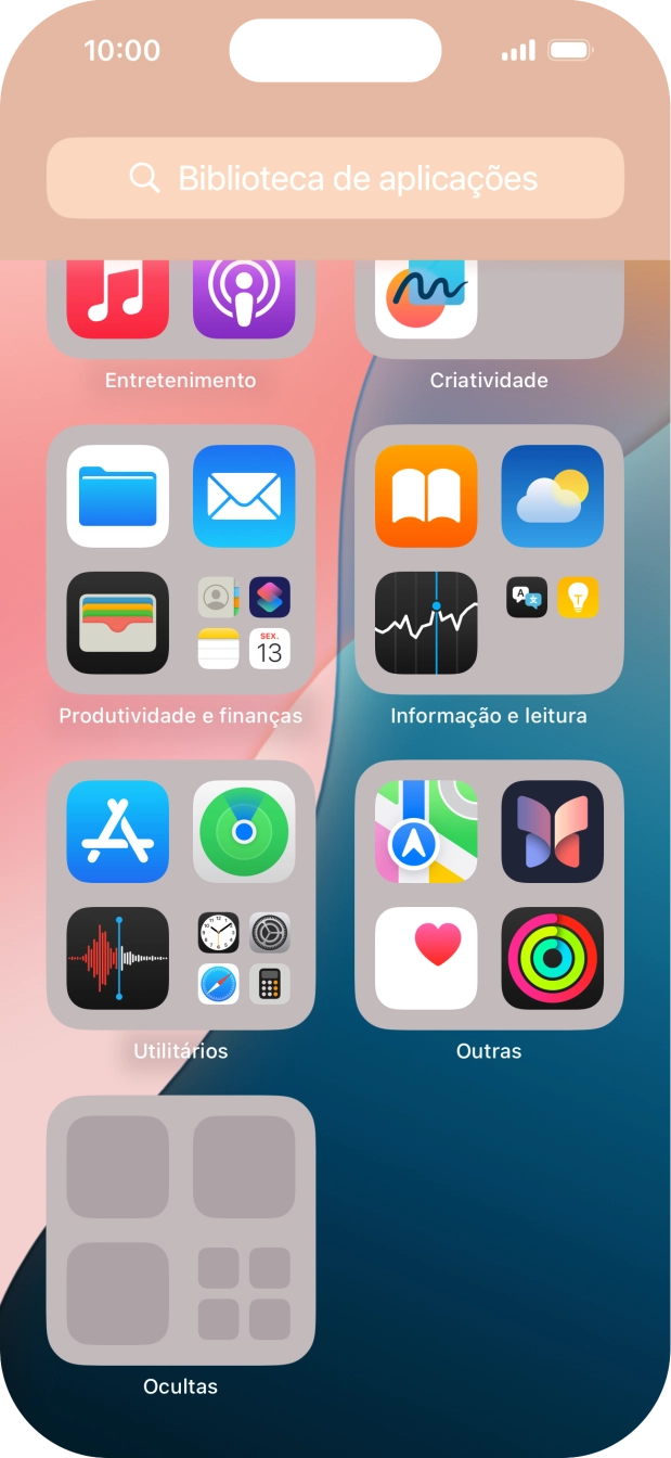 A app está agora colocada na pasta Ocultas da Biblioteca de apps.