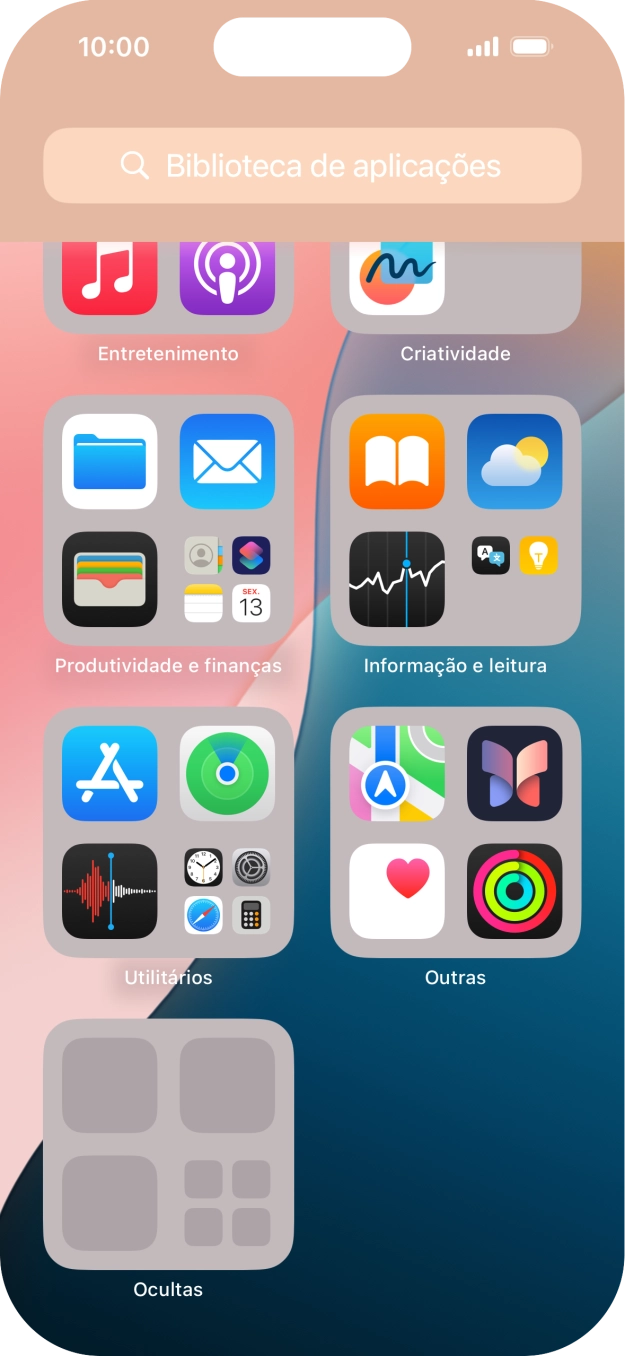 A app está agora colocada na pasta Ocultas da Biblioteca de apps.