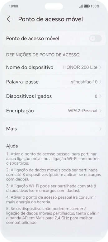 Prima Nome do dispositivo, e introduza o nome pretendido do hotspot Wi-Fi.