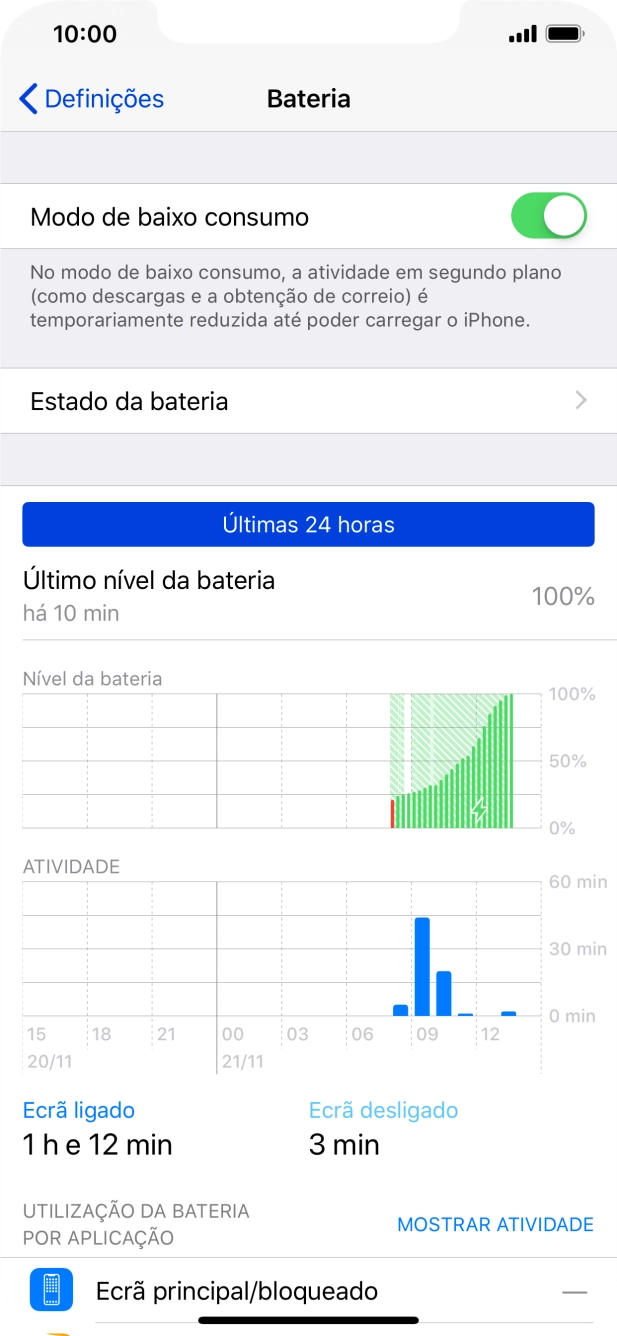 Para voltar ao ecrã inicial, deslize o dedo de baixo para cima a partir da base do ecrã.