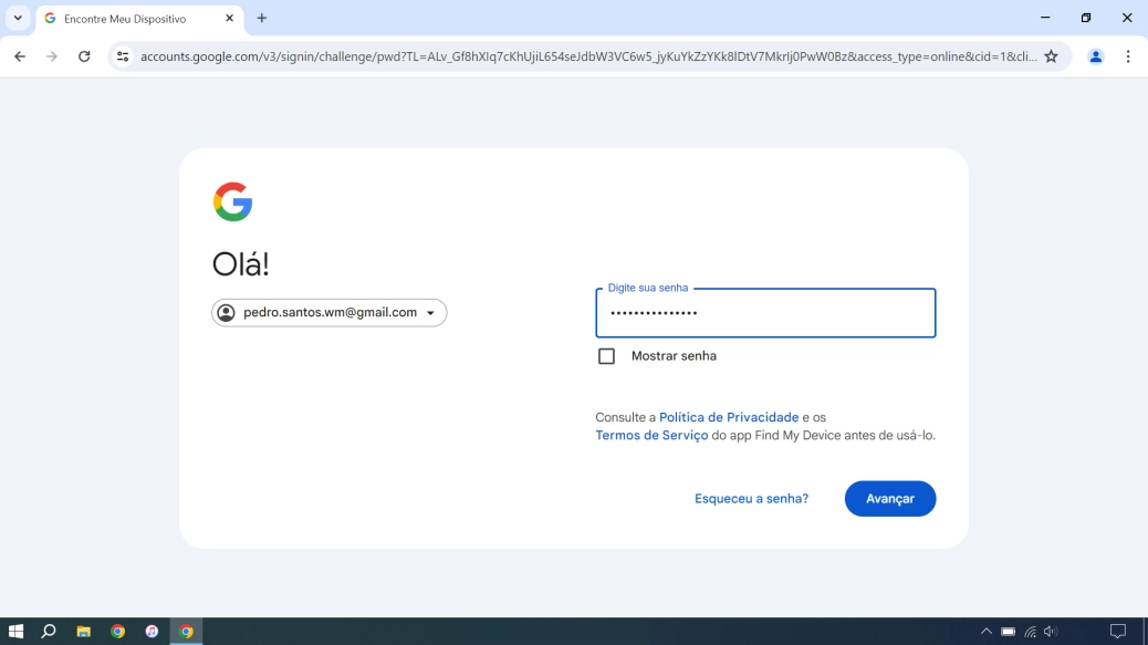 Siga as indicações no ecrã para iniciar sessão na sua conta Google.