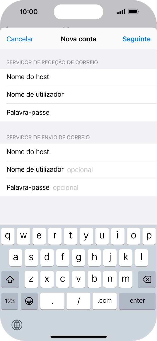 Prima Nome de utilizador e introduza o nome de utilizador da sua conta de e-mail na Vodafone.