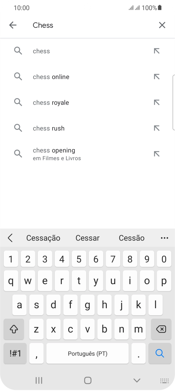 Introduza o nome ou categoria da app pretendida e prima o ícone para pesquisar.