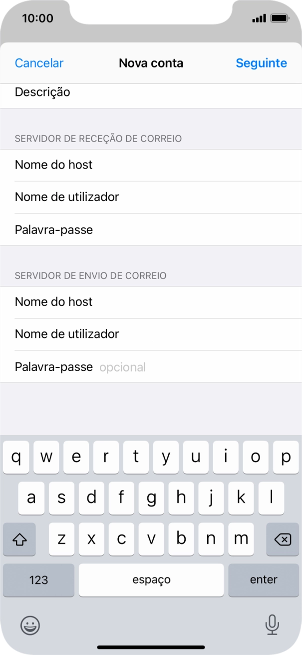 Prima Palavra-passe e introduza a password da sua conta de e-mail na Vodafone.