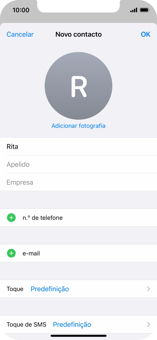 Prima Apelido e introduza o apelido.