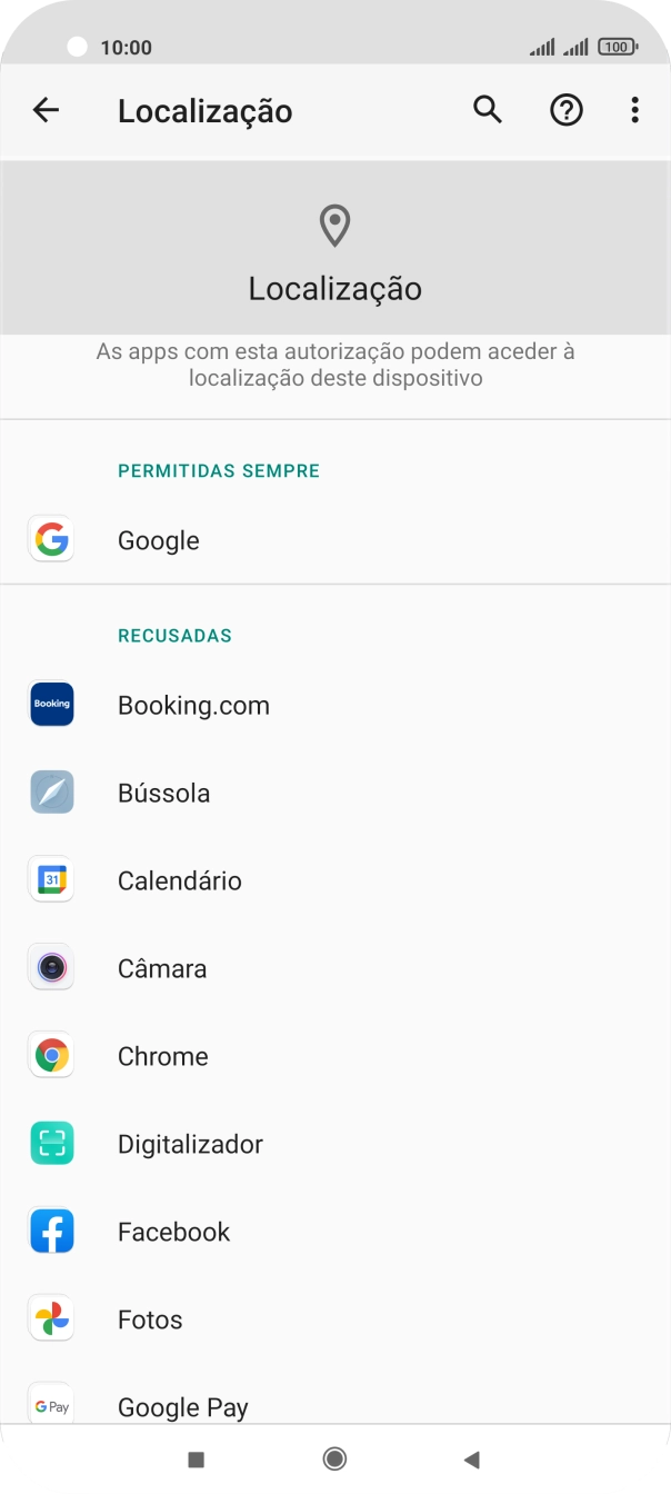 Prima a app pretendida.