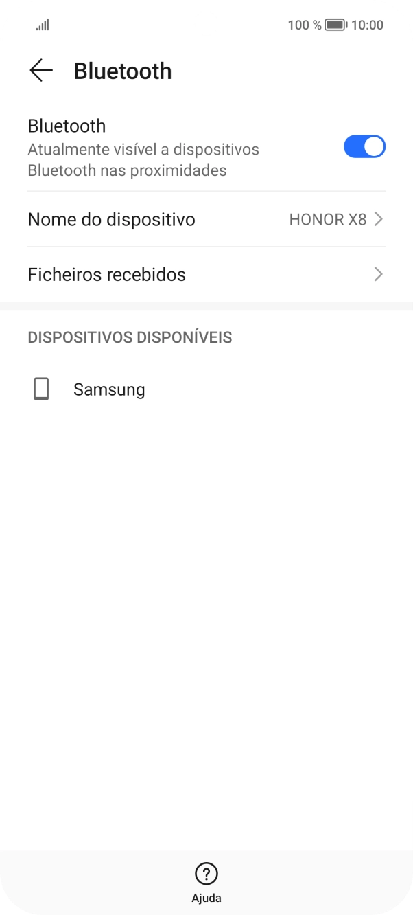 Prima o dispositivo Bluetooth pretendido e siga as indicações no ecrã para emparelhar o dispositivo pretendido com o telefone.