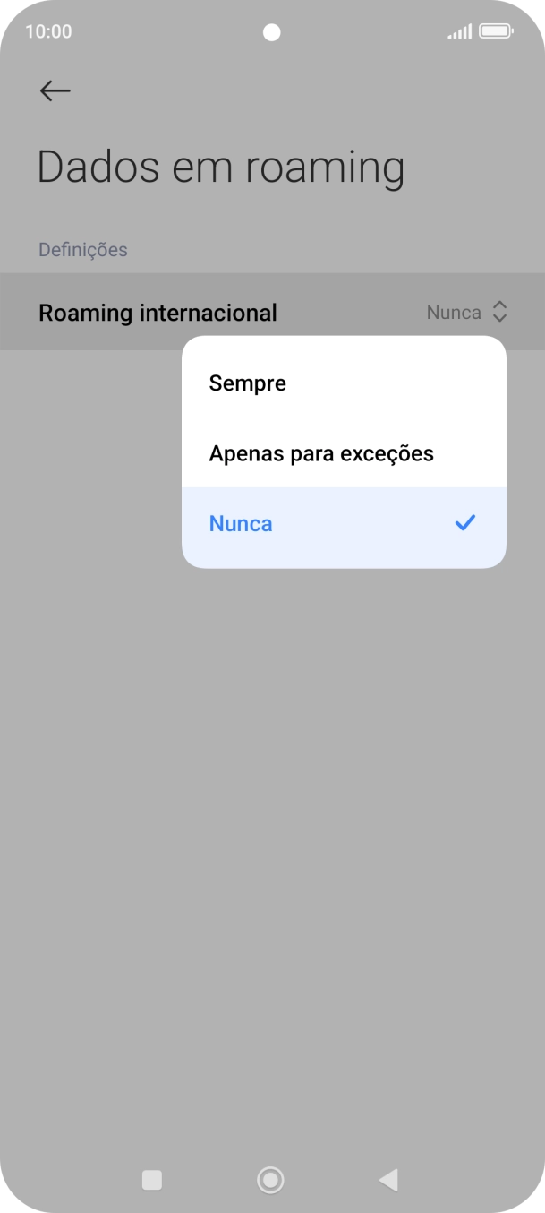 Prima a definição pretendida para ativar ou desativar a função.