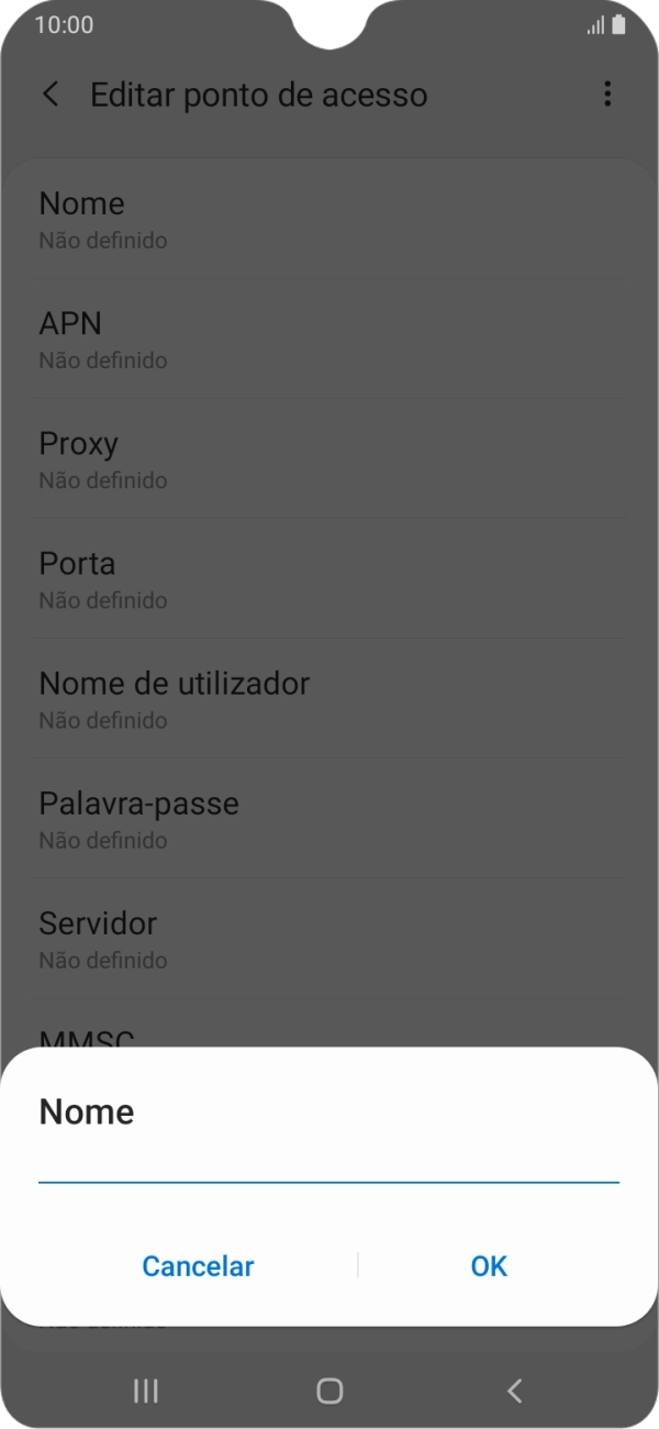 Introduza Vodafone Internet e prima OK.