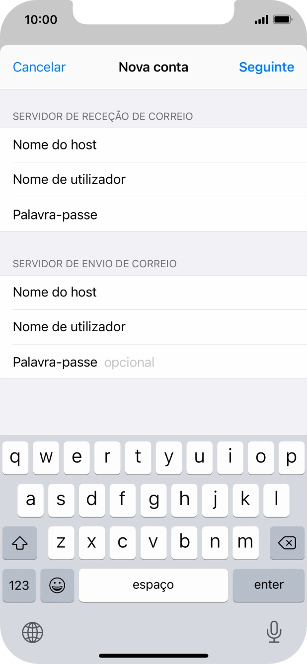 Prima Palavra-passe e introduza a password da sua conta de e-mail na Vodafone.