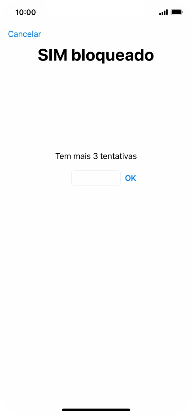 Se o cartão SIM estiver bloqueado, deve introduzir o código PIN e premir OK.