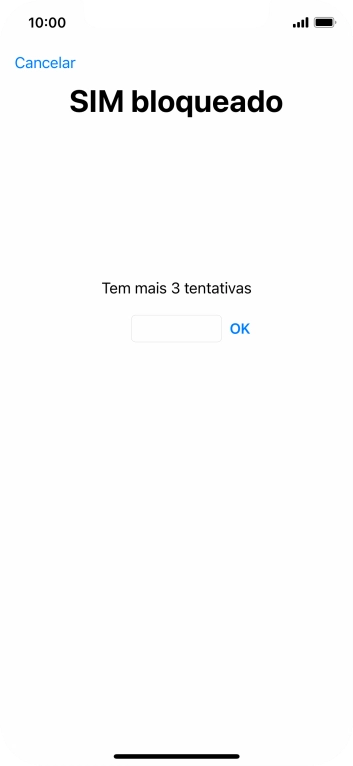 Se o cartão SIM estiver bloqueado, deve introduzir o código PIN e premir OK.