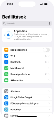 Válaszd az Apple-fiók lehetőséget.