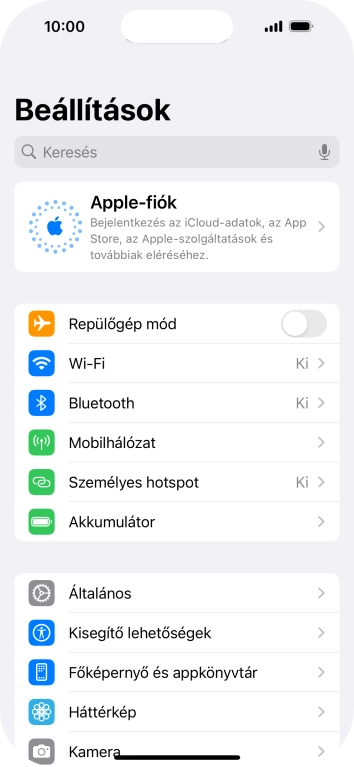 Válaszd az Apple-fiók lehetőséget.