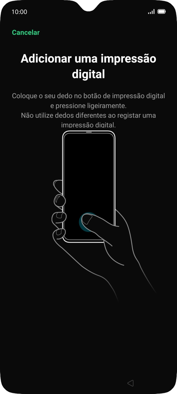 Siga as indicações no ecrã para definir a impressão digital como código de bloqueio.