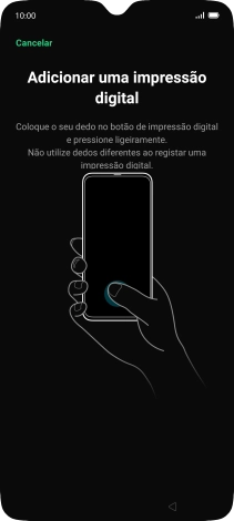 Siga as indicações no ecrã para definir a impressão digital como código de bloqueio.