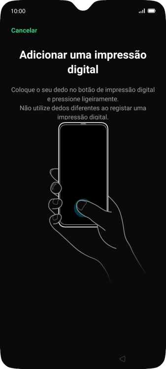 Siga as indicações no ecrã para definir a impressão digital como código de bloqueio.