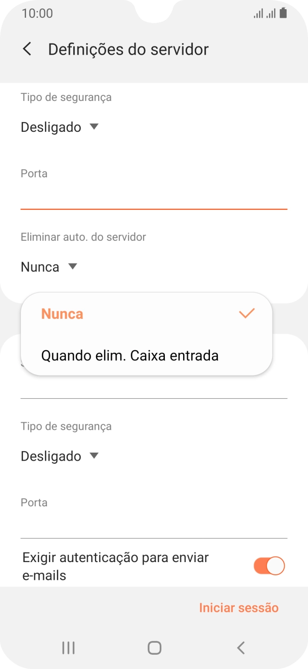 Prima Nunca para manter os e-mails no servidor quando estes são apagados no telefone.