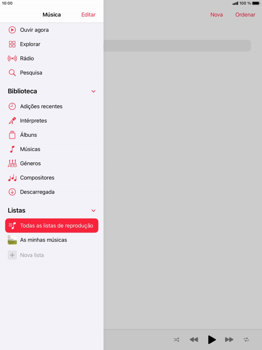 Prima a lista de reprodução pretendida.
