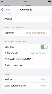 Prima Porta do servidor e insira 587.