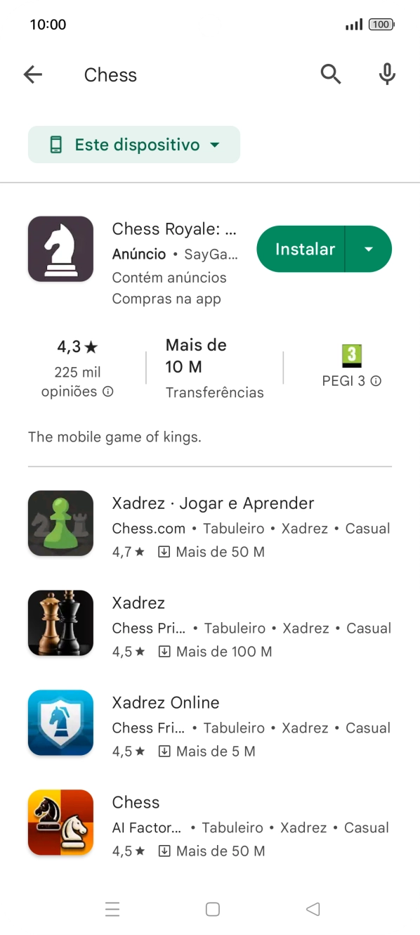 Prima a app pretendida.