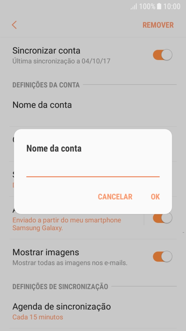 Introduza o nome pretendido da conta de e-mail OK.