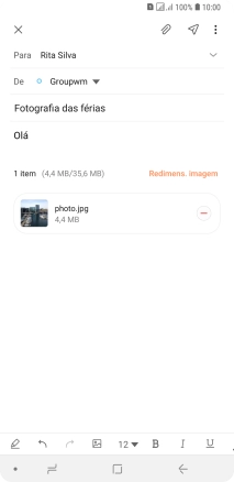 Prima o ícone para enviar quando terminar de escrever o seu e-mail.