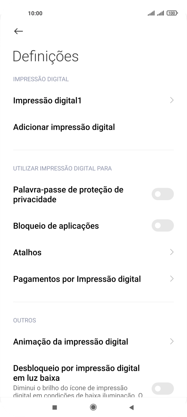 Prima os indicadores junto às definições pretendidas para as ativar ou desativar.