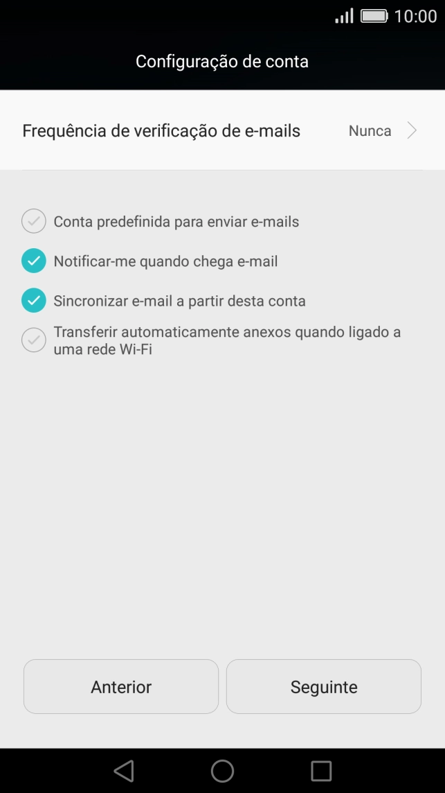 Se o ecrã mostrar esta imagem, a sua conta foi identificada e configurada automaticamente. Siga as indicações no ecrã para introduzir informações adicionais e concluir a configuração.