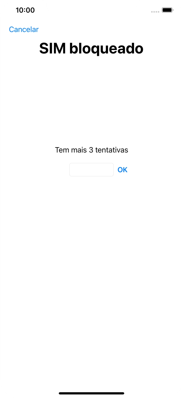 Se o cartão SIM estiver bloqueado, deve introduzir o código PIN e premir OK.