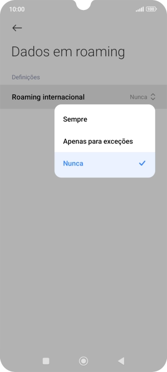 Prima a definição pretendida para ativar ou desativar a função.