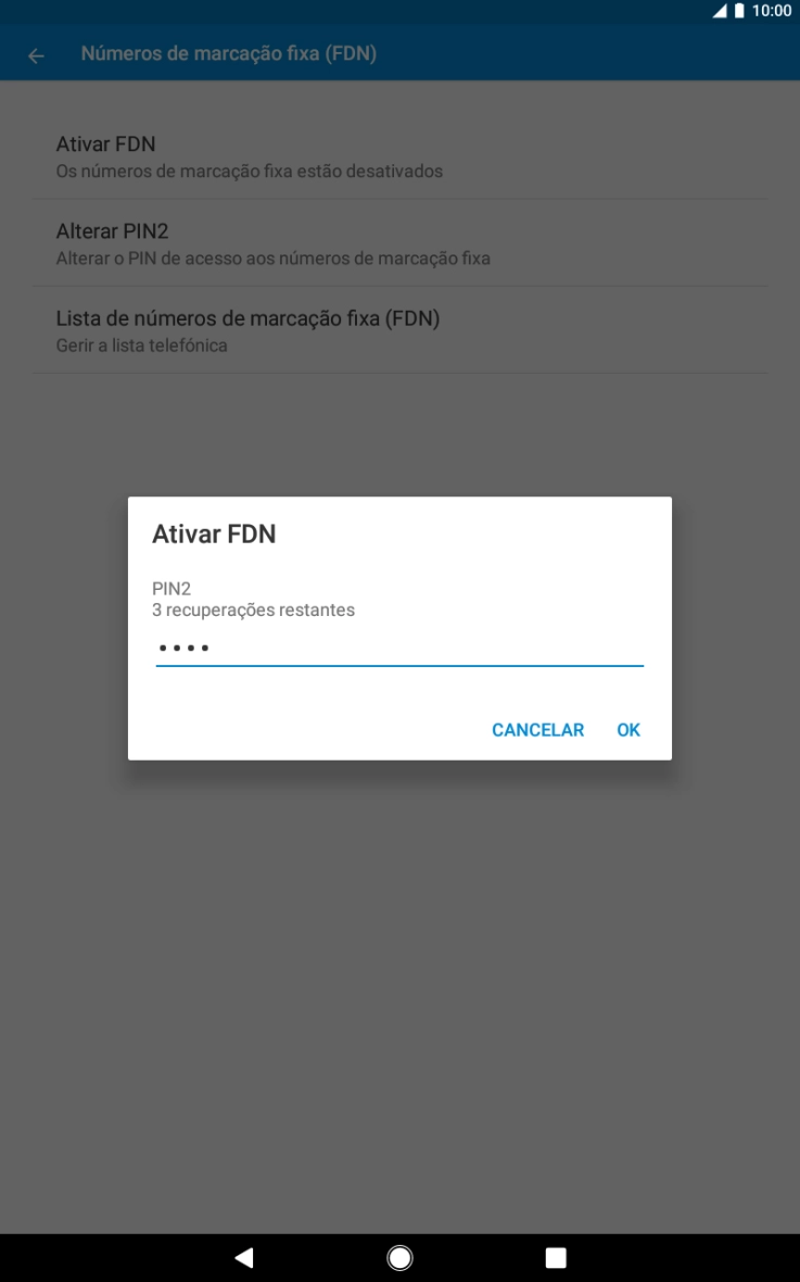 Introduza o código PIN2 e prima OK.