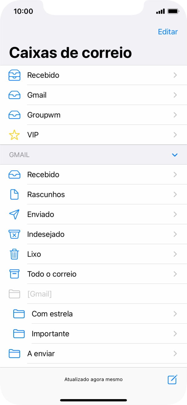 Prima a conta de e-mail pretendida.