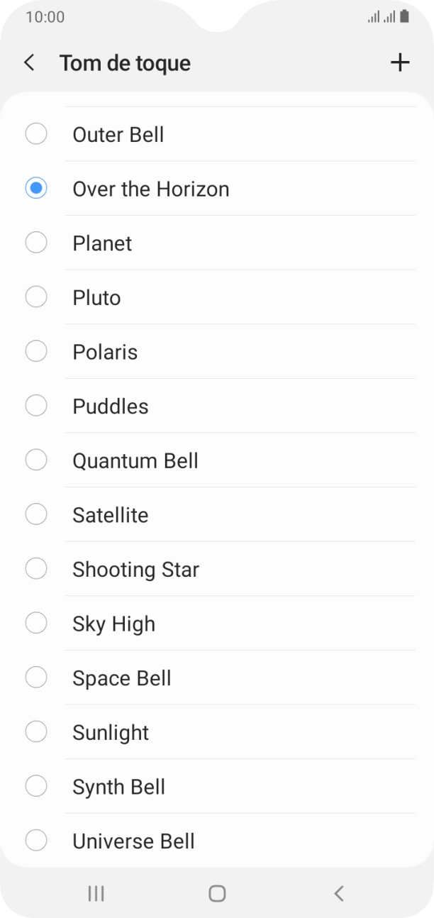 Prima o ícone para adicionar um tom de toque.