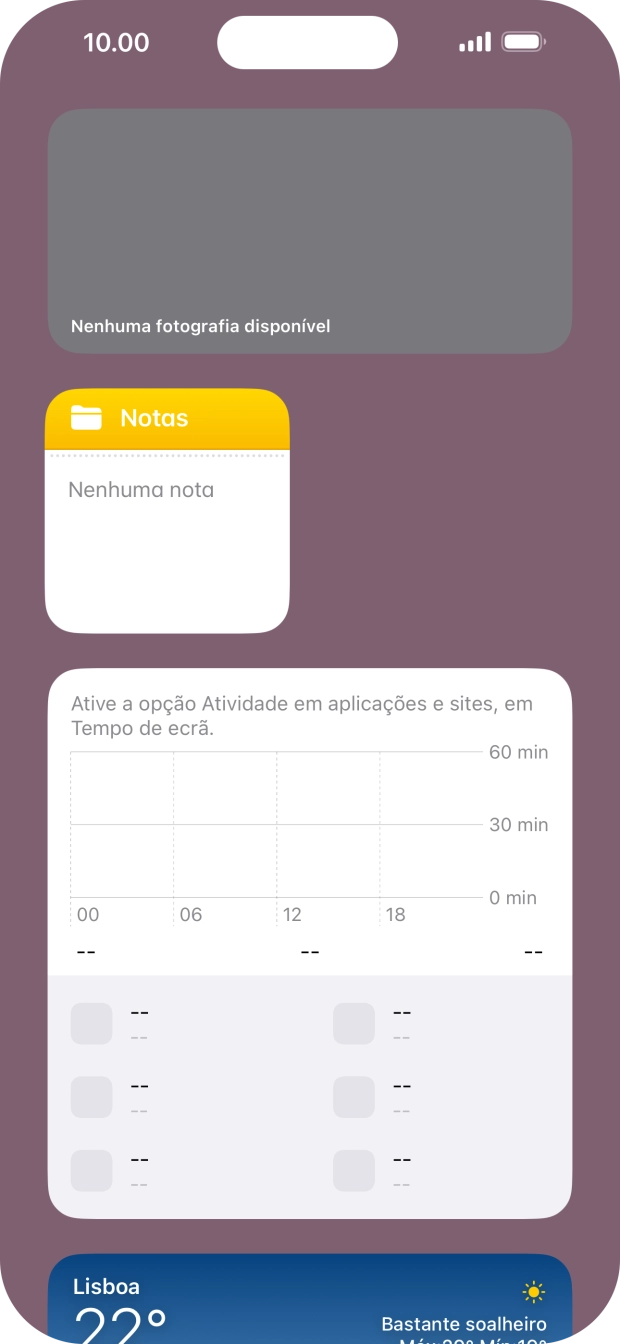 Mantenha premida por um instante a pilha de widgets pretendida.