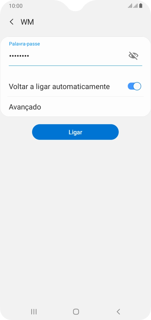 Introduza a password da rede Wi-Fi e prima Ligar.
